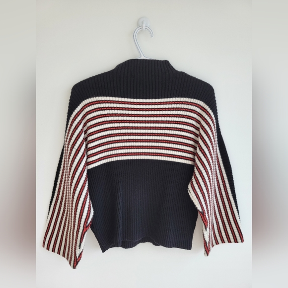 Urban Outfitters High Neck Stripe Sweater Black/Red/White - S/P - Picture 2 of 8